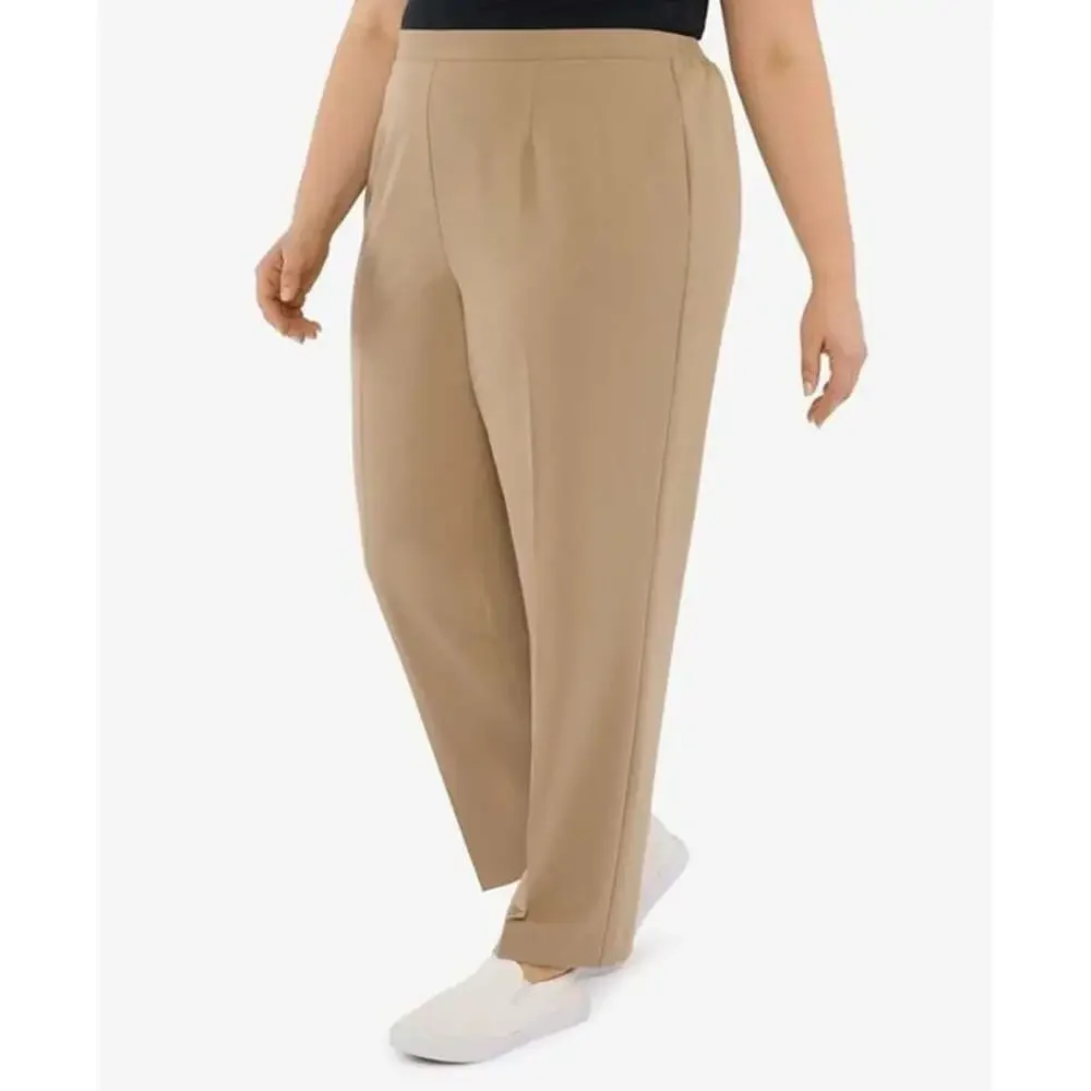 NWT 20W Alfred Dunner Plus-Size Classic Dress Pants Beige Casual Feminine